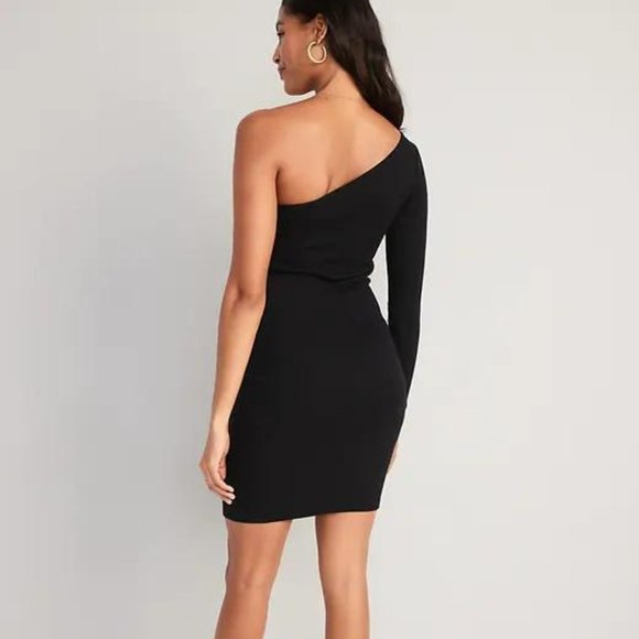 Old Navy Fitted One-Shoulder Rib-Knit Mini Dress for Women - Picture 2 of 7